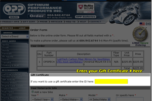 Enter your OPP Gift Certificate # here